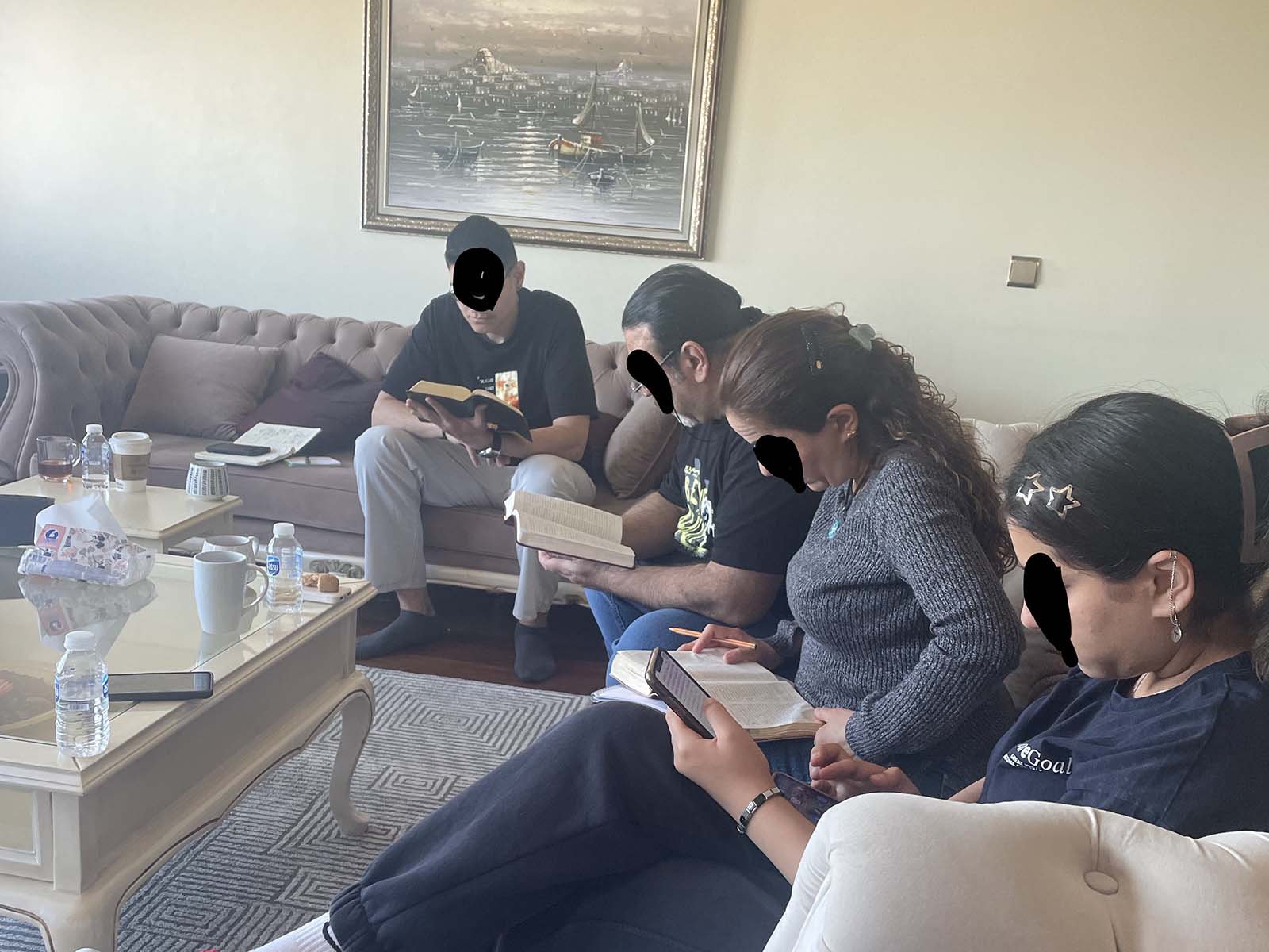 A house church meeting in secret